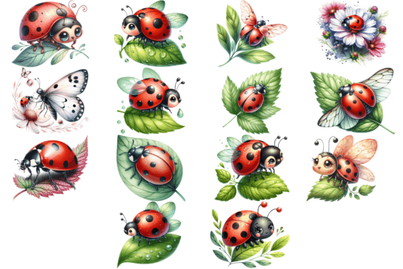 14 Watercolor Ladybug Clipart Bundle: A Designer's Delight