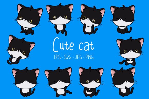 Adorable Black Cat Illustrations for Every Project