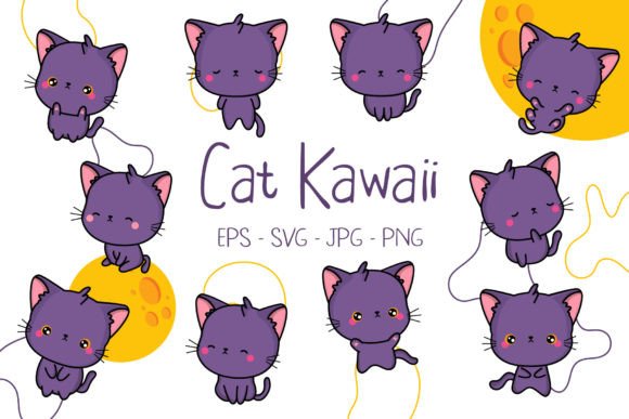 Adorable Violet Feline Art for Creative Projects