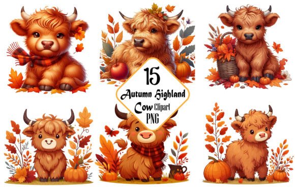 Autumn Highland Cow Sublimation Clipart: A Versatile Design Asset
