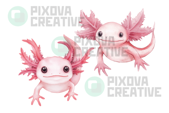 Axolotls 2 Graphics Bundle: Adorable PNGs for Any Project