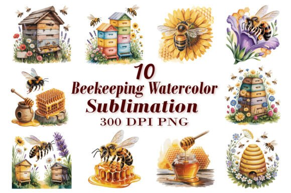 Buzzing with Creativity: The Beekeeping Watercolor Sublimation PNG Bundle