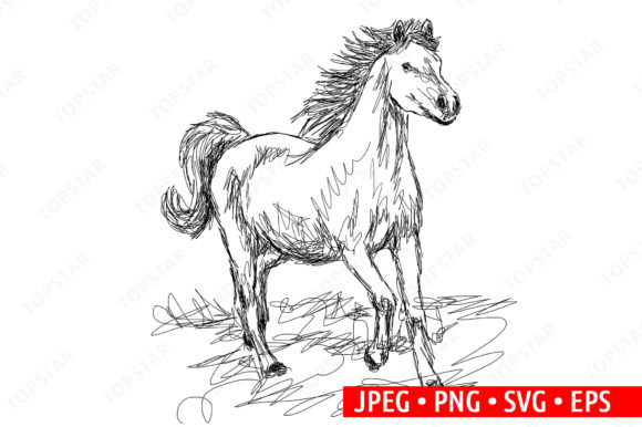Capture Dynamic Energy with Galloping Horse Illustration Drawing
