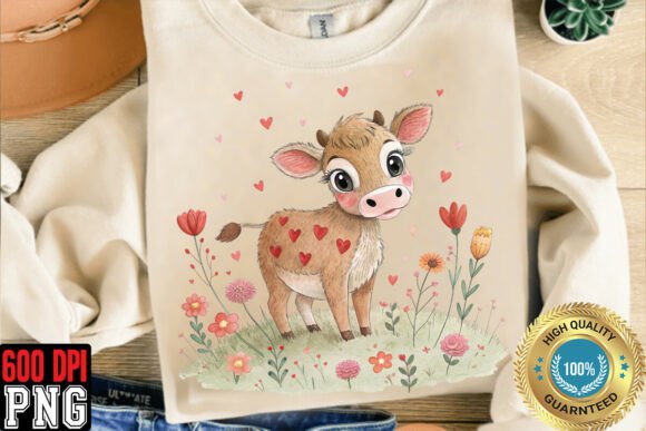 Charming Watercolor Valentine Cute Calf PNG for Your Designs