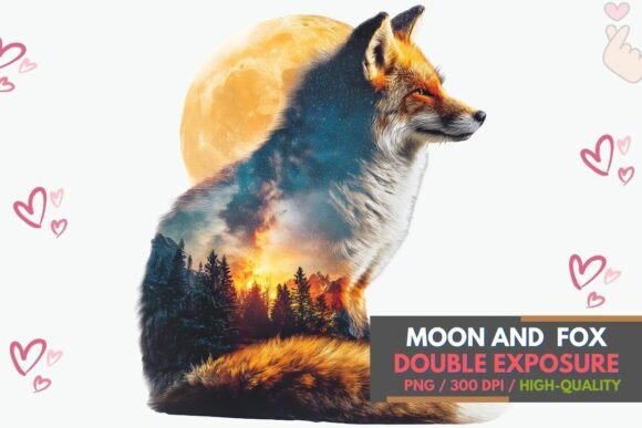 Cute Fox Double Exposure PNG: Beyond the T-Shirt