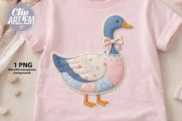 Duck PNG Clipart Vintage Sublimation: Soft, Shabby Chic Charm