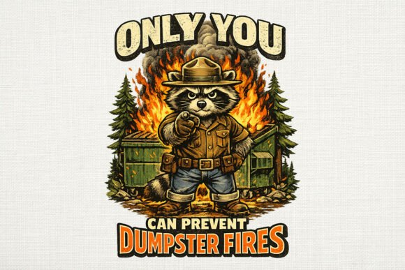 Dumpster Fire Raccoon PNG: Chaotic Humor for Bold Designs