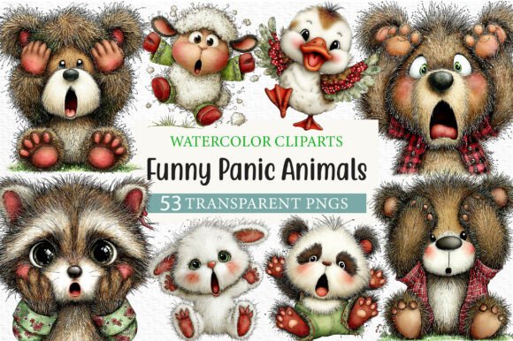 Funny Panic Animals Clipart Bundle: Chaos Meets Creativity