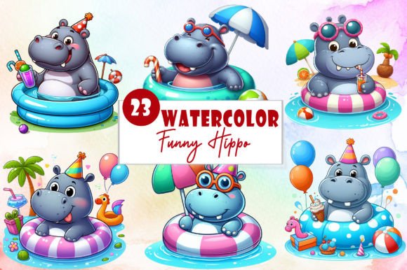 Make a Splash: Using the Funny Hippo in Pool Party Clipart Bundle