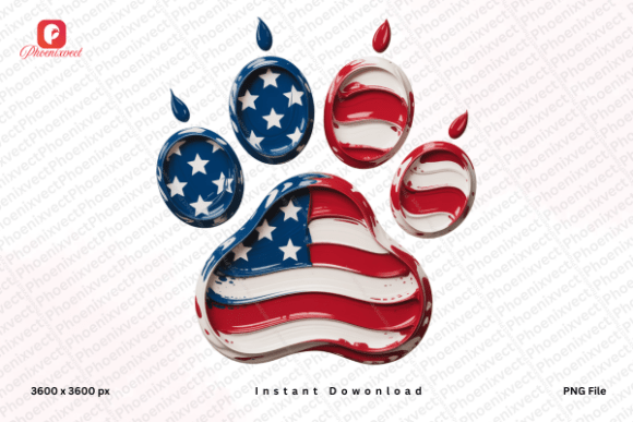 Patriotic Dog Paw PNG: Bold 4th of July Design