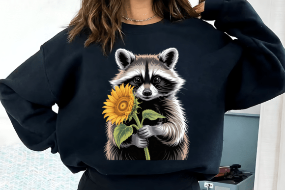 Raccoon Sunflower PNG: Woodland Charm for Creative Projects