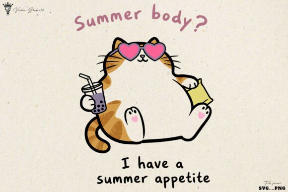 Summer Body Cat SVG PNG: Embracing Relaxed Aesthetics
