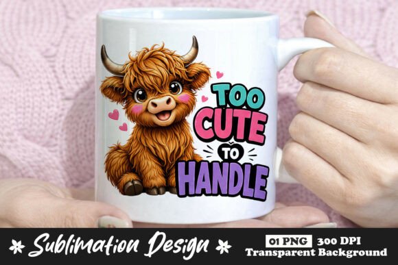 Too Cute to Handle Highland Cow PNG: Your Go-To Design Asset