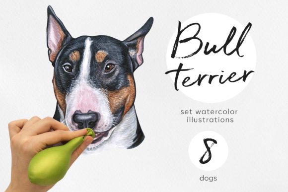 Watercolor Bull Terrier Illustration: A Creative Asset for Designers
