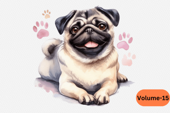 Watercolor Clipart: The Charm of Pug Dog PNG Art