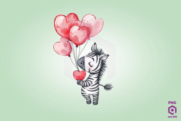 Zebra Holding Heart-Shaped Balloons: A Wildly Charming Design Asset